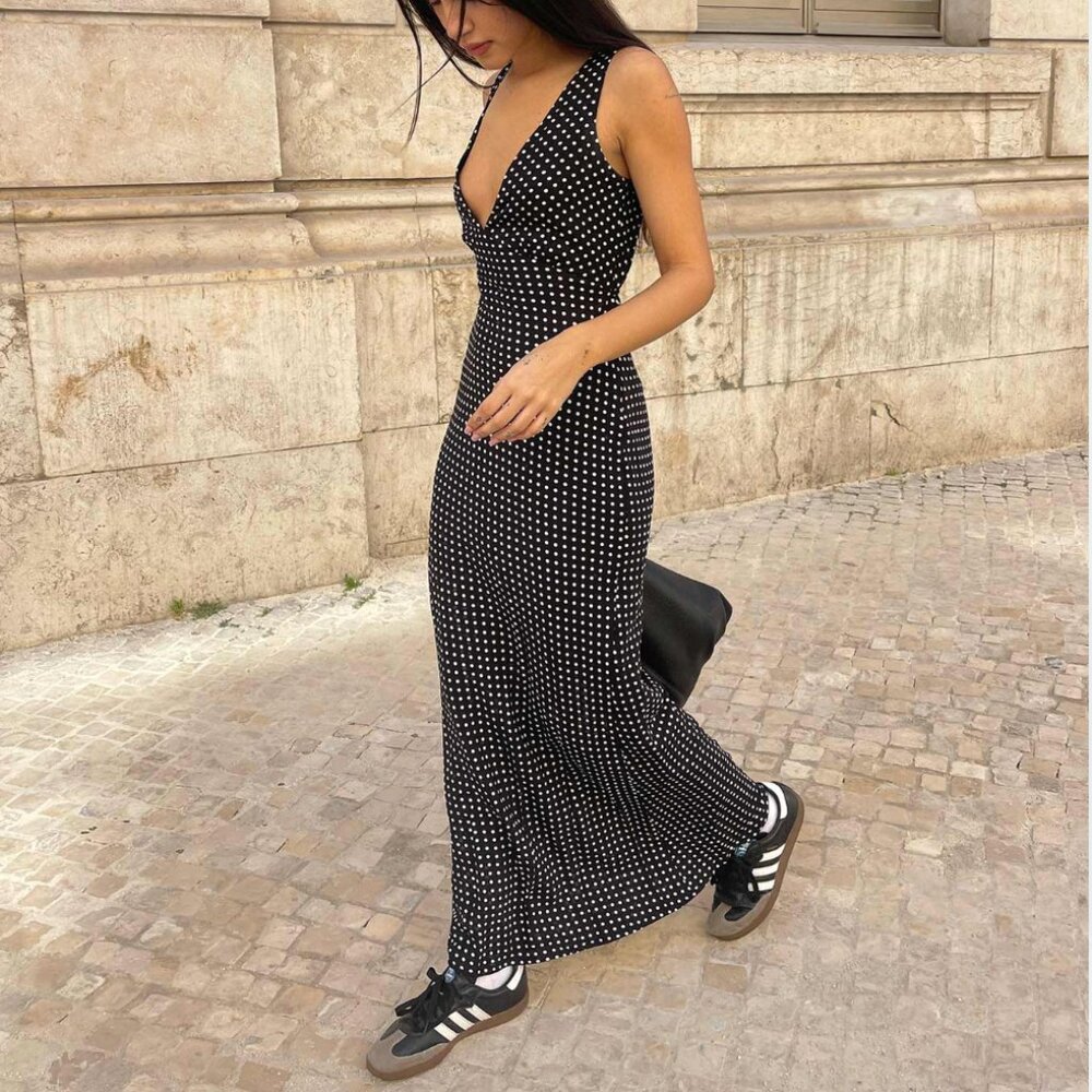 Princess Polly Nellie Maxi Dress Black Polka Dot